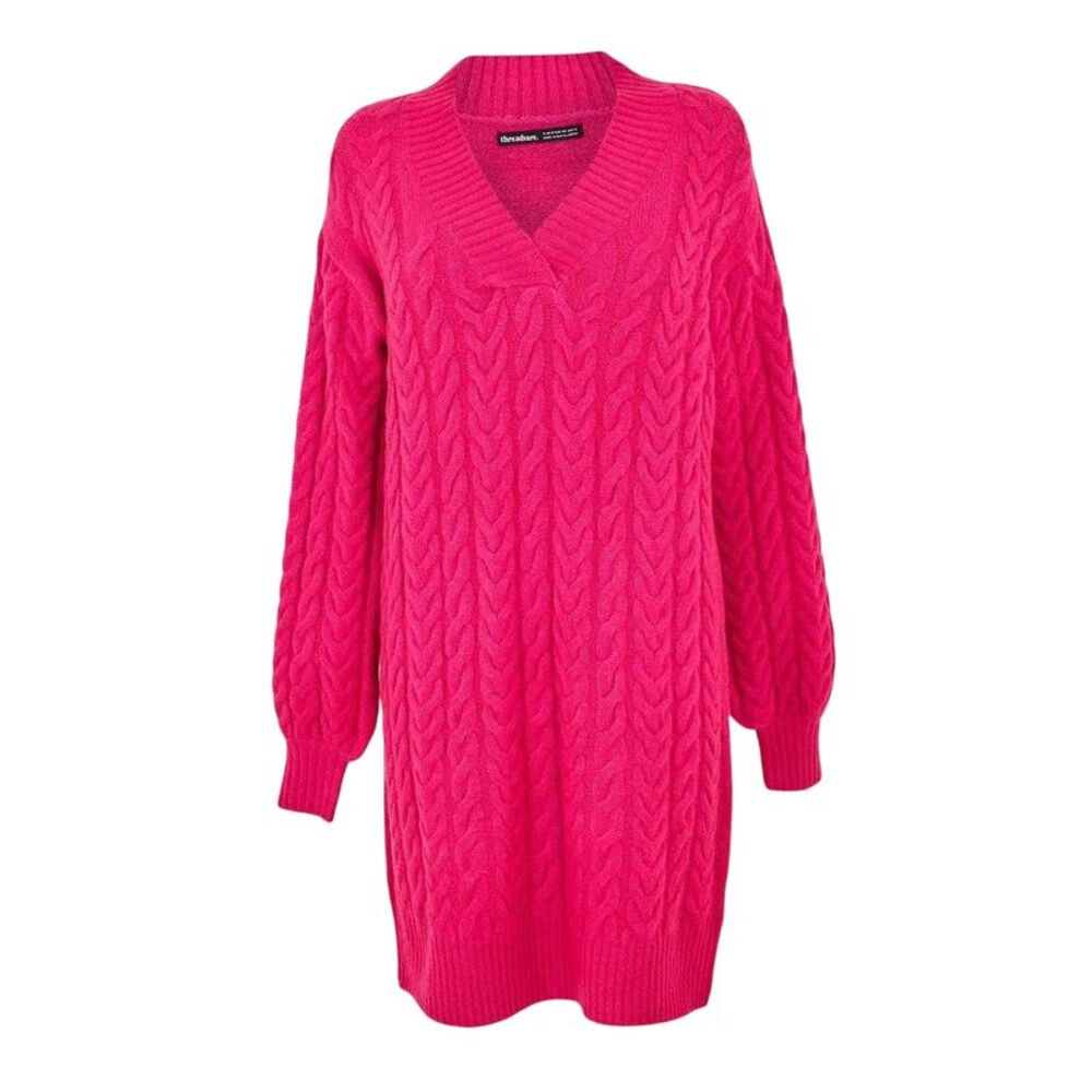 Threadbare Womens/Ladies Chalk Cable Knit Jumper Dress / Pink